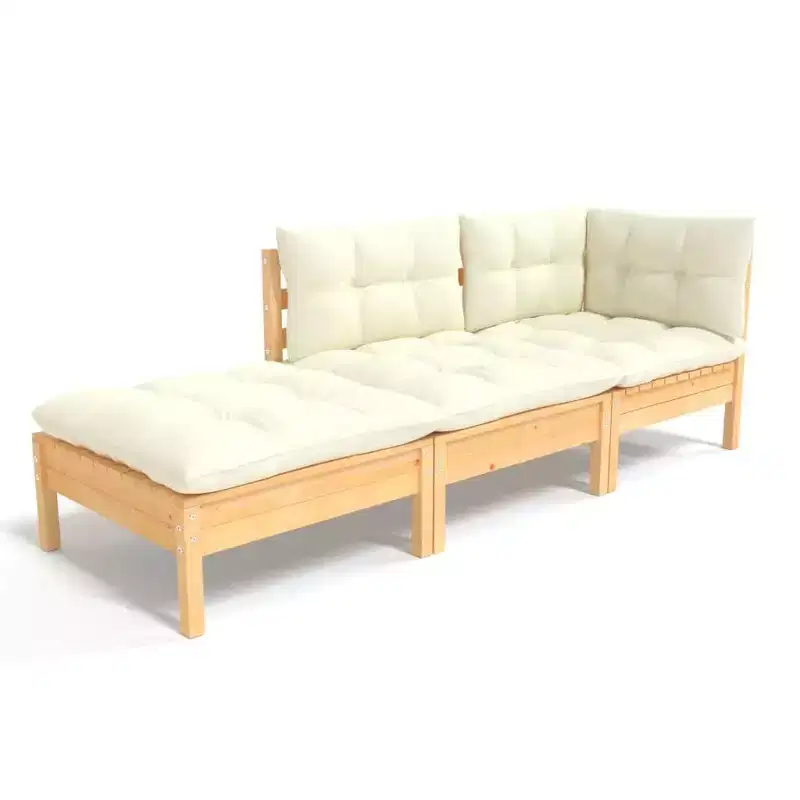 vidaXL Solid Wood Pine Patio Lounge Set with Cushions Multi Colors