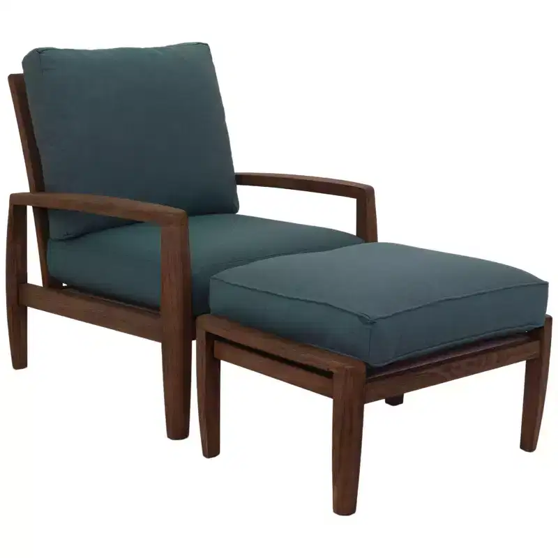 Courtyard Casual Avalon FSC Teak 2 pc Club Chair and Ottoman Set