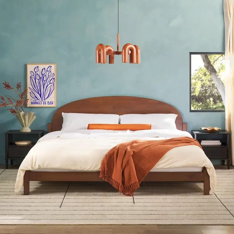 Arched Headboard Solid Pine King Bed