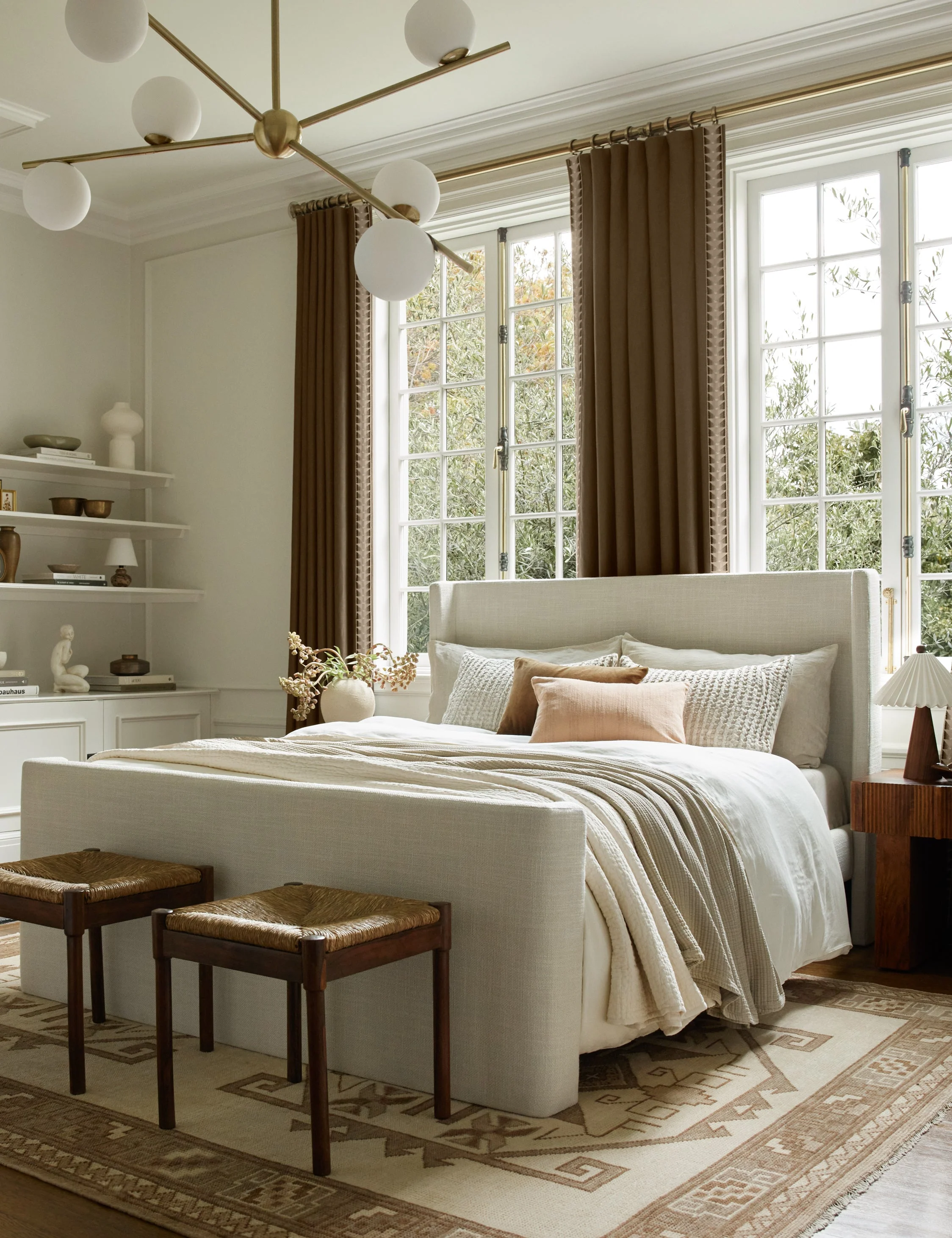 Bed Our bed is a study in effortless sophistication. The upholstered headboard and bed frame offer a clean, timeless look tailored for transitional