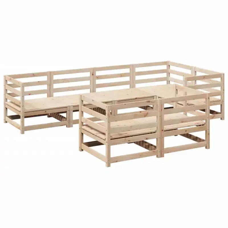 vidaXL Garden Sofa Set Natural Pine Solid Pine Wood Large