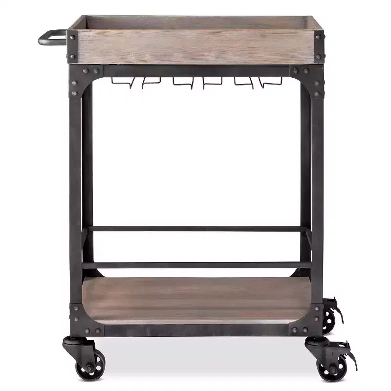 Franklin Bar Cart and Wine Rack Weathered Gray - Threshold™: Vintage Style Beverage Serving Cart with Locking Wheels