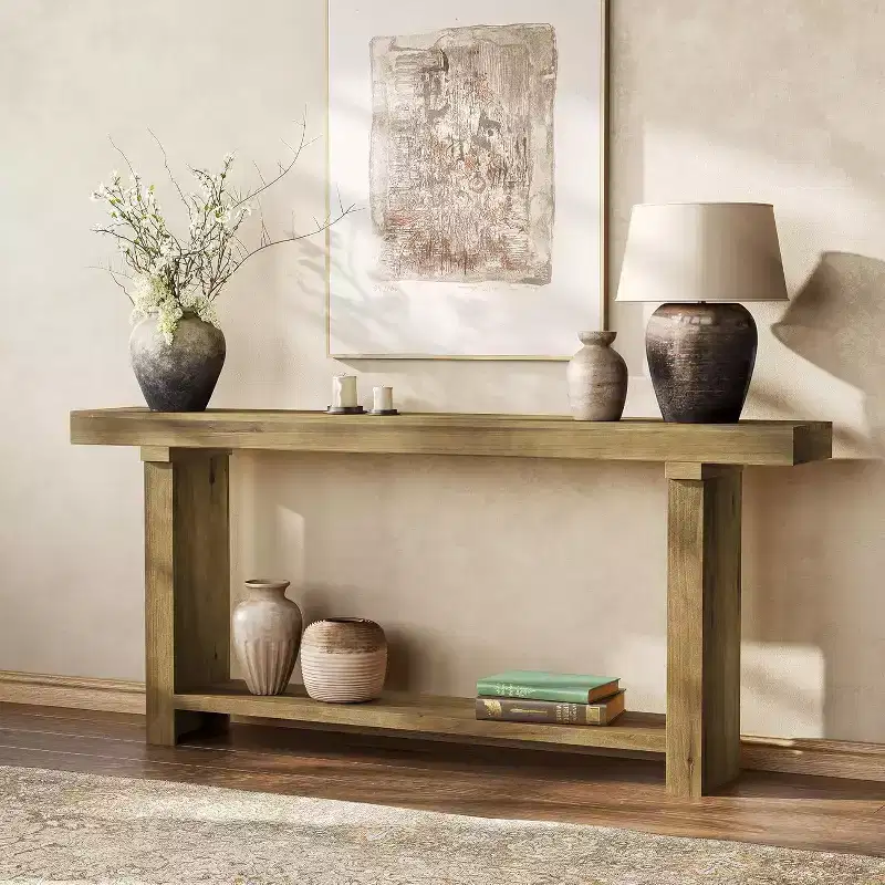 Tribesigns 70.9Solid Wood Console Table, Farmhouse Entryway Accent Table for Living Room, Entrance, Hallway, Foyer, Dark Brown