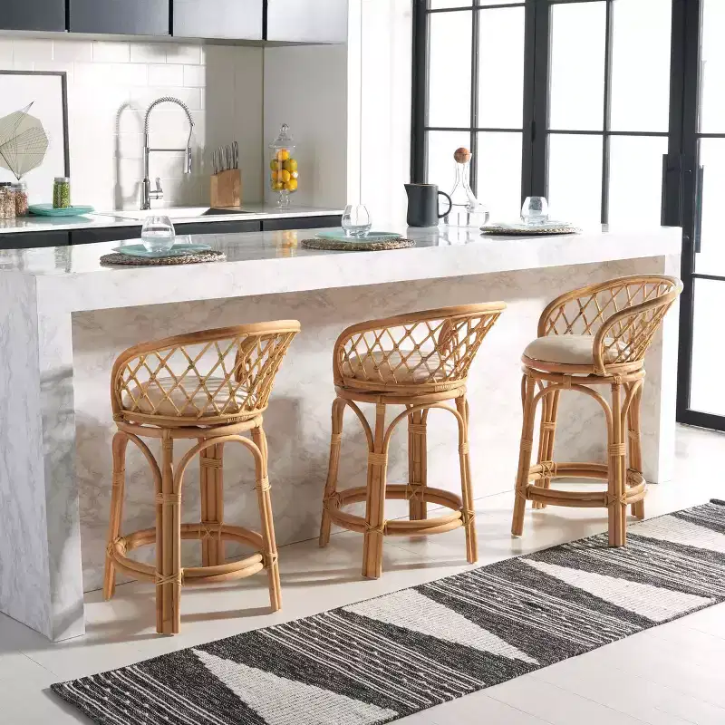 Rattan Swivel Counter Stool with Cushion – 35
