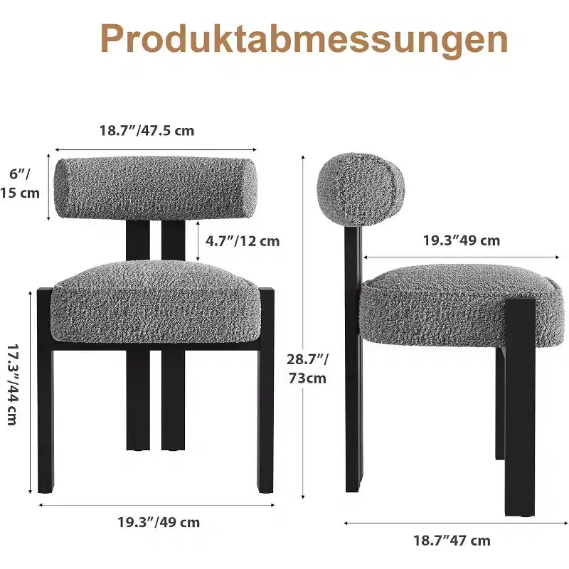 COZONY Boucle Dining Chairs, Upholstered Teddy Fabric Wood Legs Armless Side Chairs for Dining Room Living Room