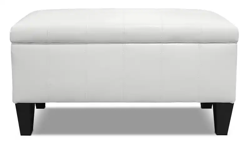 40 Storage Ottoman - White Faux Leather