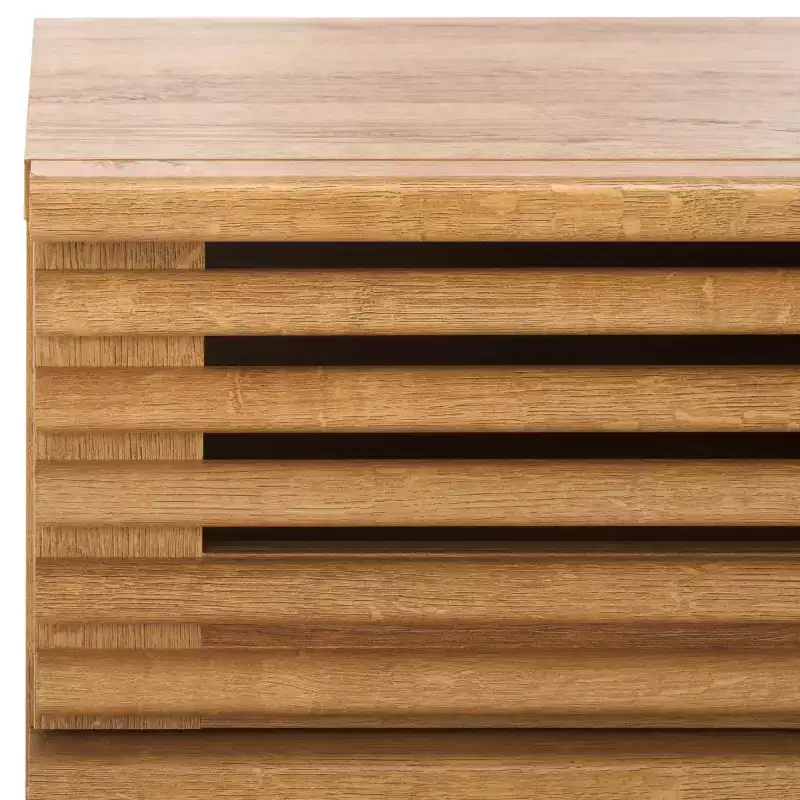 2-Drawer Nightstand with Reeded Wood Detail & Tapered Legs, Walnut Finish