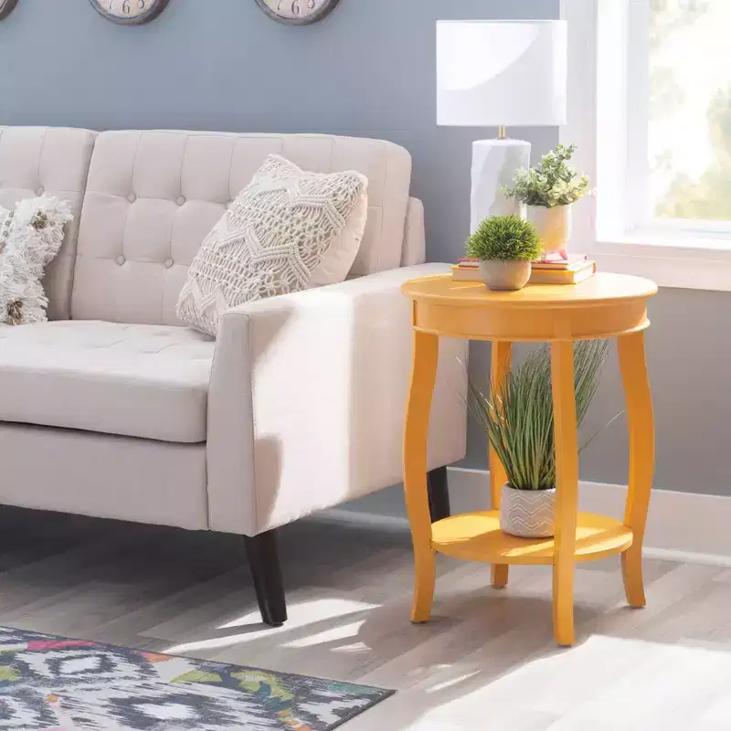 Round Accent Table with Shelf