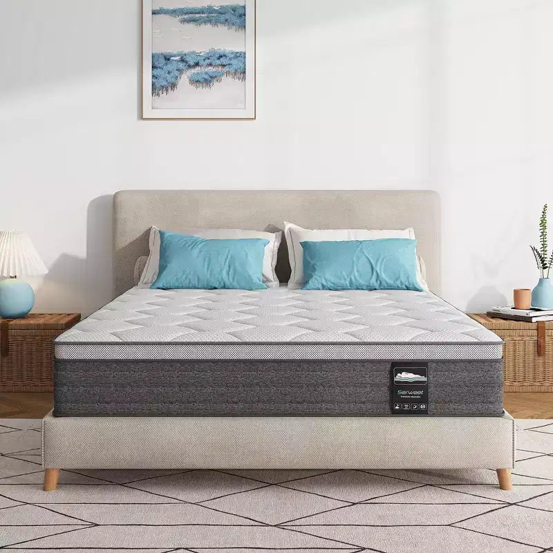 Serweet 8 5-Zone Motion Isolation Cooling Hybrid Mattress Heavier Coils for Durable Support -Medium Firm- Compatible with Platform Bed