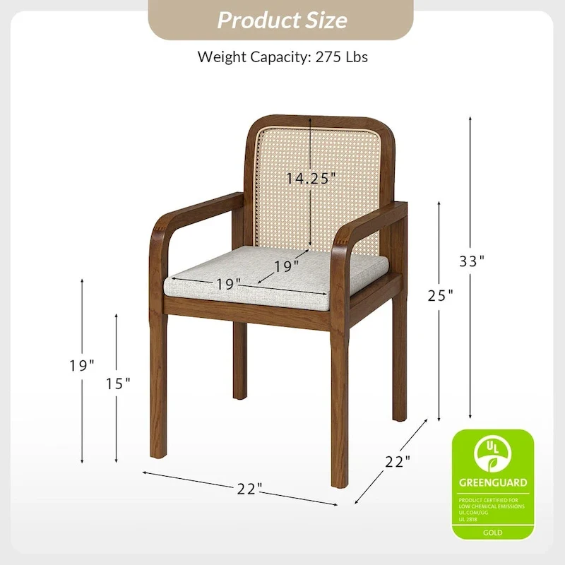 Antoine Modern Ratten Back Dining Chair with Removable Cushion by HULALA HOME