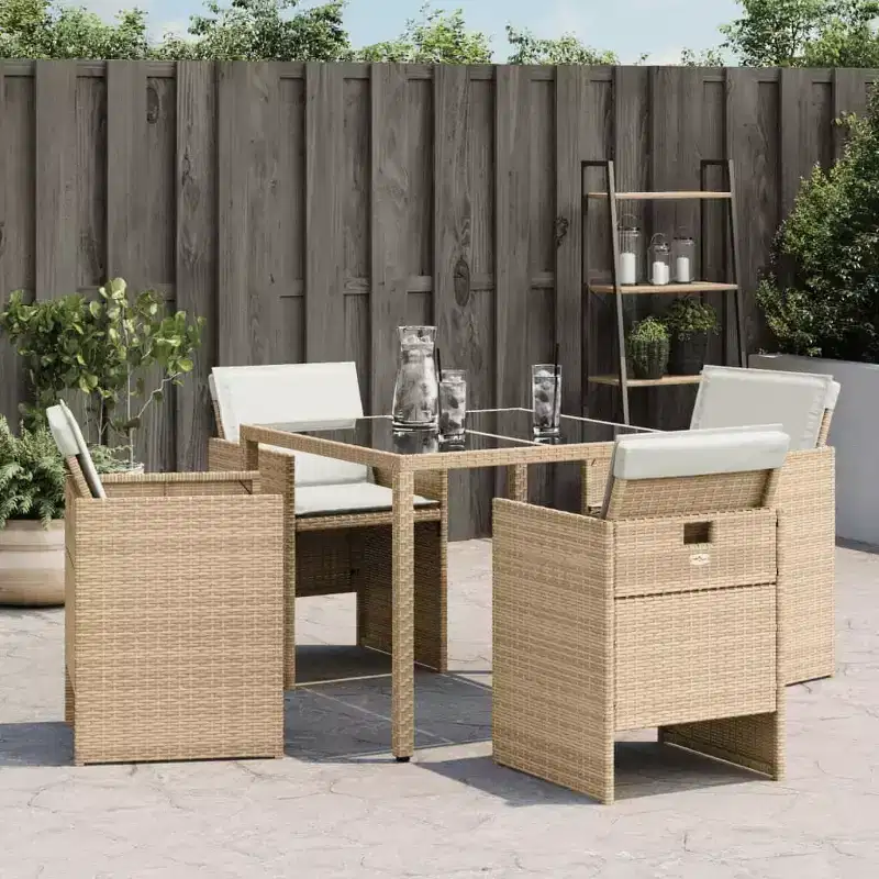 vidaXL Patio Chairs with Cushions 4 pcs Beige Poly Rattan