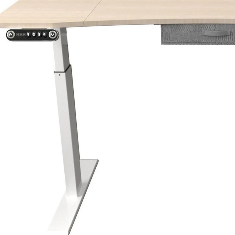 Electric Height-Adjustable Standing Desk, Oak & White, 63