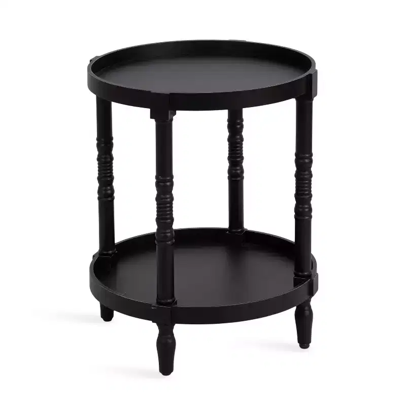 Kate and Laurel Bellport Round Wood Side Table with Shelf