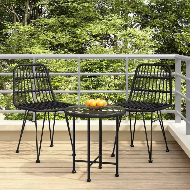 vidaXL Set of Outdoor Dining Chairs with Rattan Style