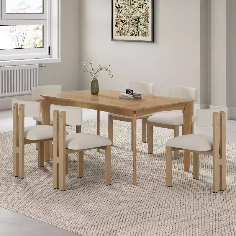 Christopher Knight Home Benao 7 Pieces Wood and Metal Upholstered Dining Set
