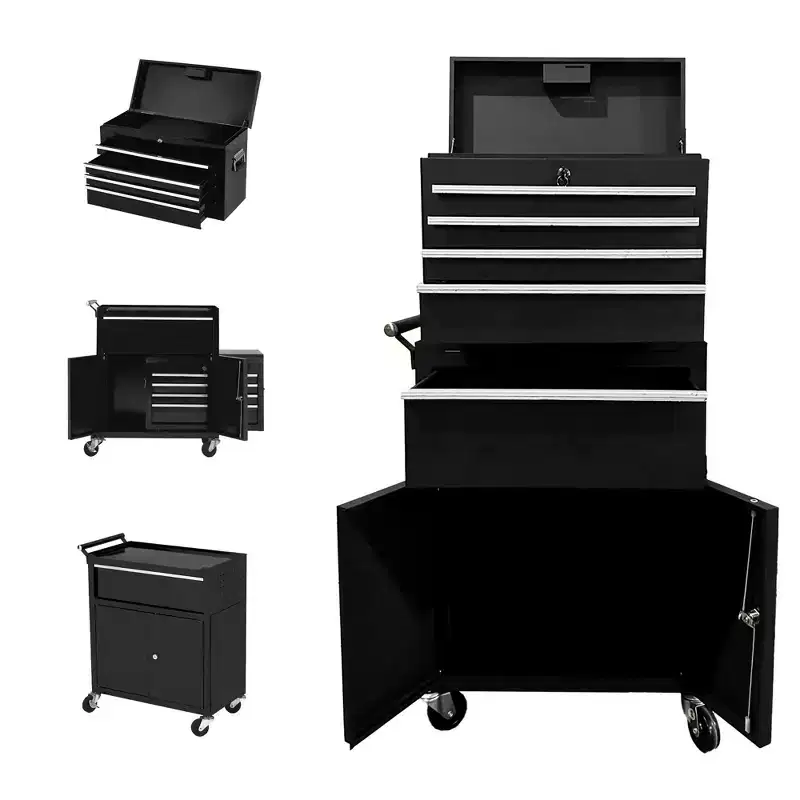 Rolling Tool Chest with Detachable Top Toolbox, 5-Drawer Tool Storage Cabinet Cart with 4 Wheels, Rust Resistant for Garage Workshop