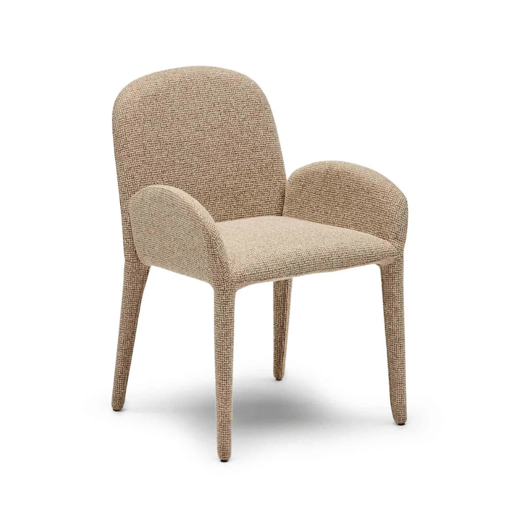 Metal Dining Chair with Curved Back and Upholstered for Dining Room