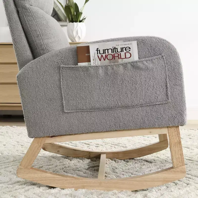 27.6W Accent Rocking Chair, Armchair with High Backrest & 2 Side Pockets, Nursery Glider Rocker - ModernLuxe