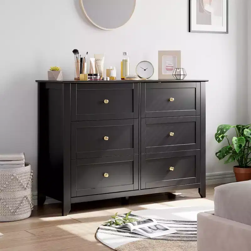 6 Chest of Drawer Dresser Storage Cabinet, Modern Wood Organizer TV Stand Console Table for Living Room, Entryway