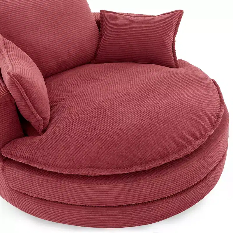 360 Swivel Barrel Chair with Dual-Layer Cushion Design
