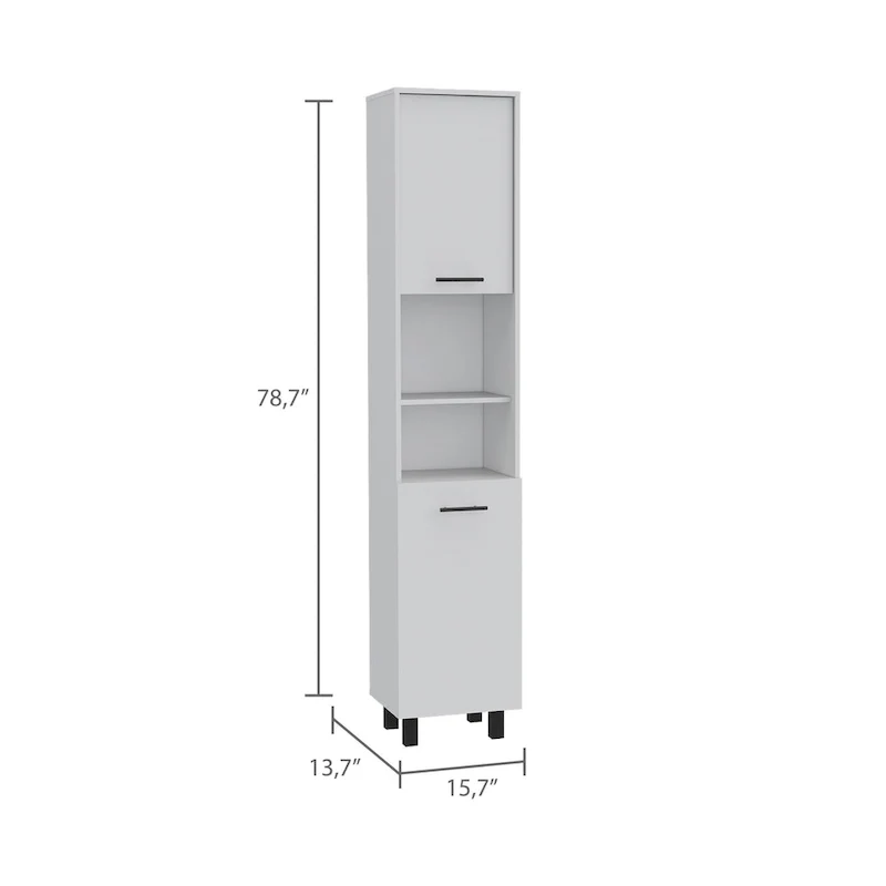 Pantry with 2 Cabinets and 2 Open Shelves, Aluminum Handles and Hinges - N/A