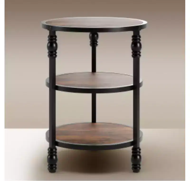 Vintage Style Side Table with Roman Column & Gourd Details for Living Room