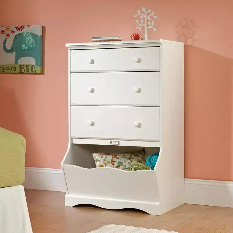 HomeStock 7.25 in.H Wood Composite Vertical Dressers with 3 - Drawers in White Finish