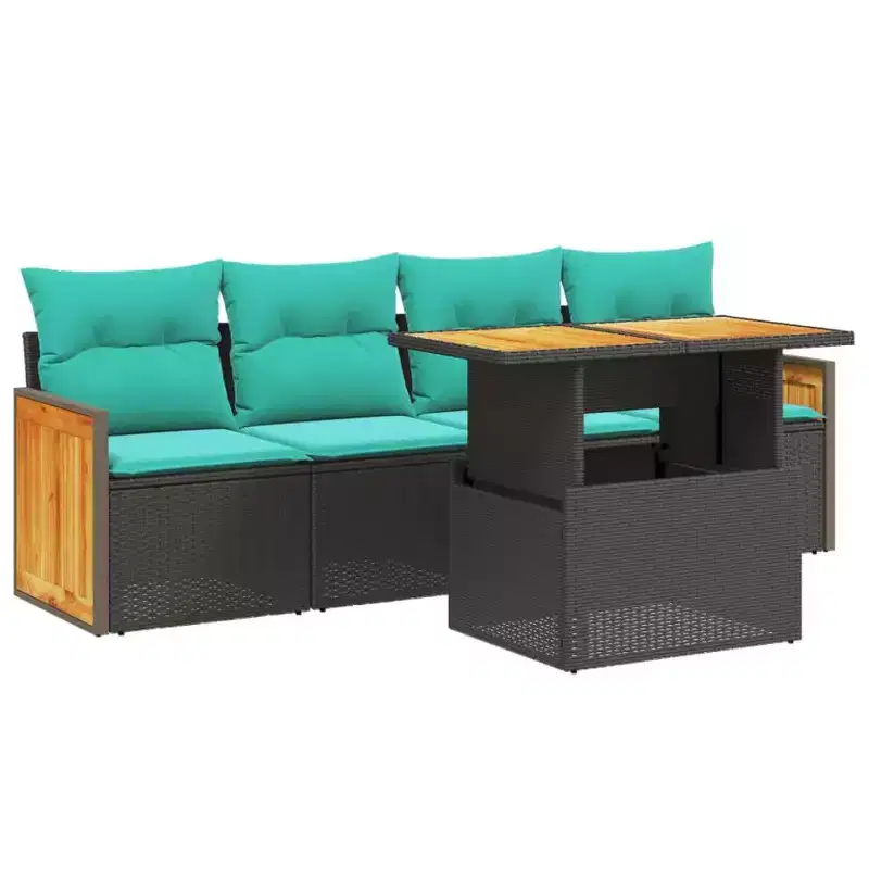 vidaXL Patio Sofa Set with Cushions Poly Rattan
