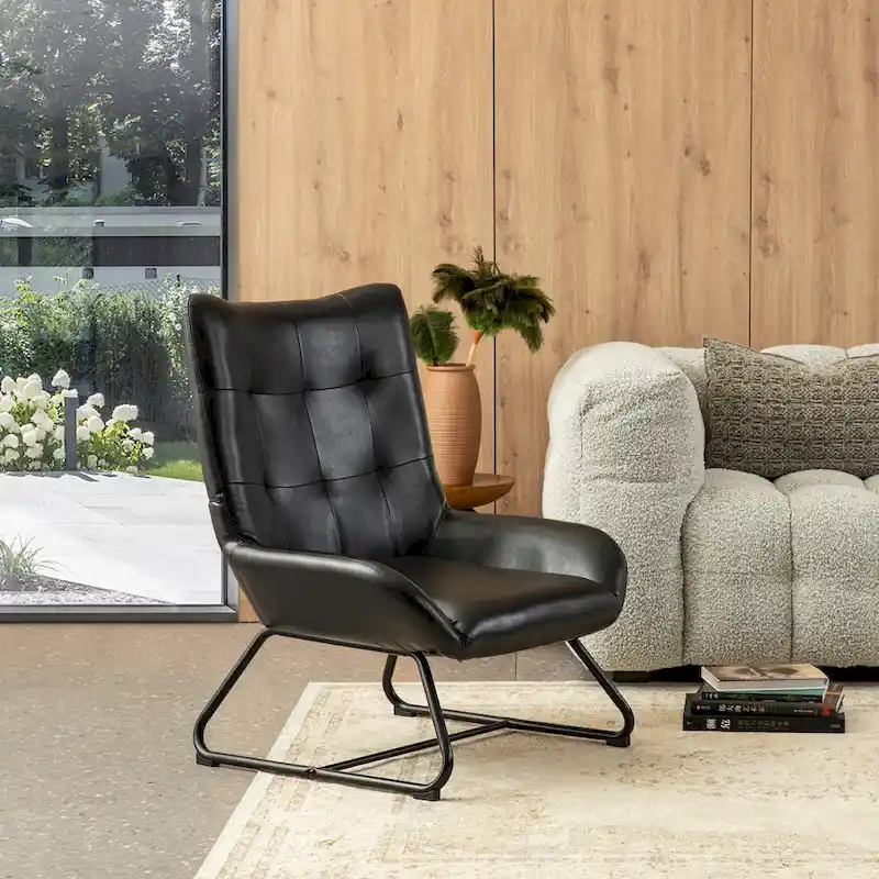 Set of 2 Wingback Accent Chairs with Metal Legs, 35.5