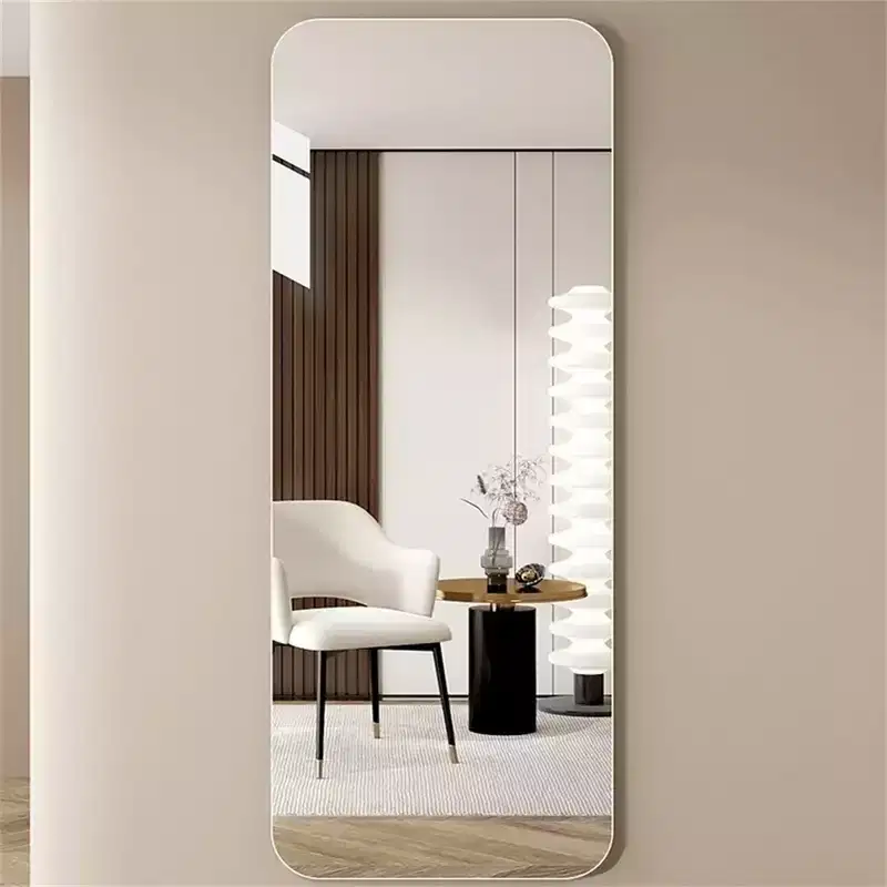 Rimless Full-Length Wall-Mounted Dressing Mirror with Round Corners and Explosion-Proof Glass - 56