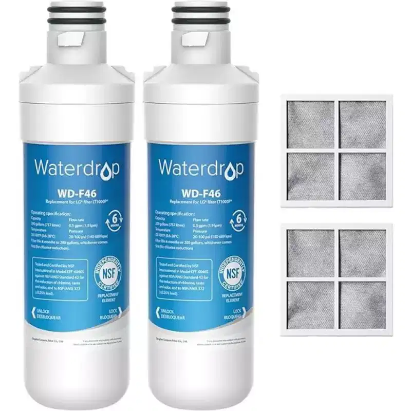 Waterdrop ADQ747935 LT1000PC Replacement for LG LT1000P/PC/PCS ThinQ Refrigerator Water Filter, LFXS26973S,NSF 42 and 372 certified, 2 Combo