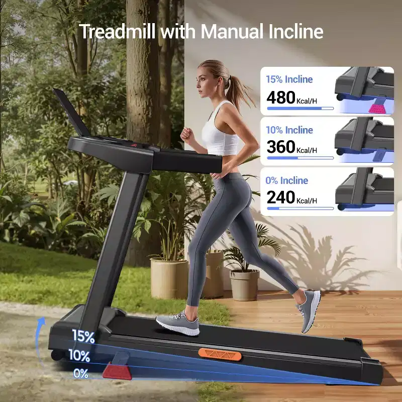 15% Incline Walking Pad Treadmill with Handle Bar - 2.5HP Quiet Folding Treadmill for Home Office Under Desk Portable walking pad treadmill