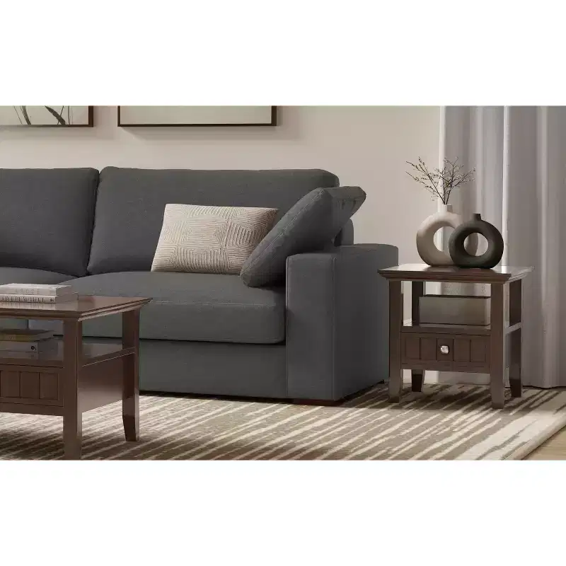 19 inch Wide Solid Wood Transitional End Table
