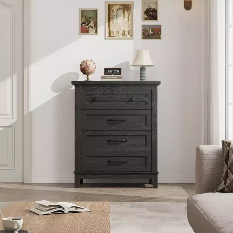Tall 4-Drawer Dresser for Bedroom, Freestanding Wooden Closet Storage Chest