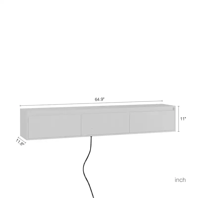 MDF Wall-Mounted TV Shelf 11.02''H x 64.96''W x 11.81''D
