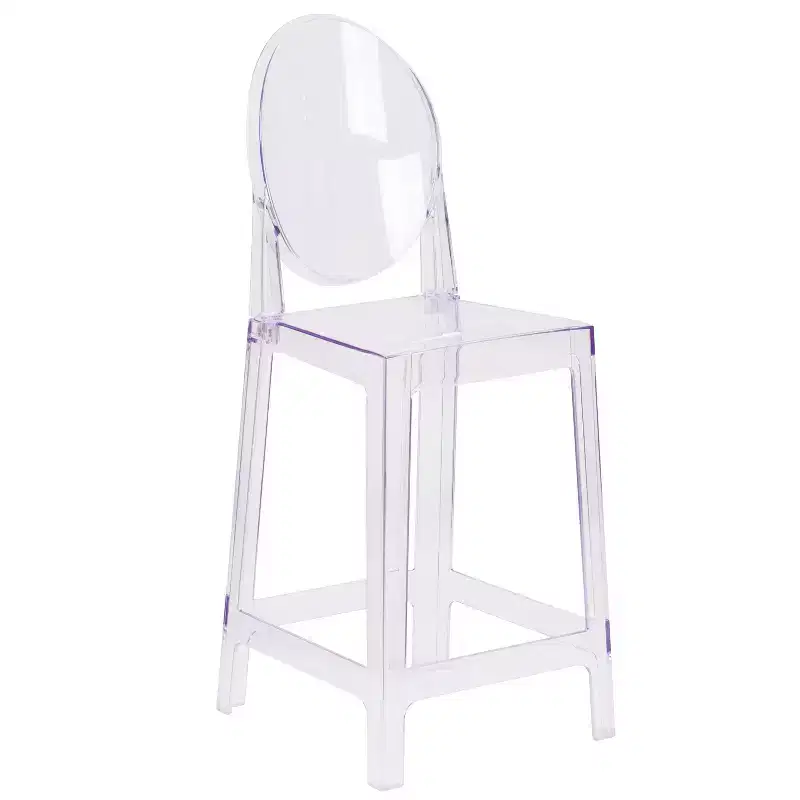 Flash Furniture Ghost Counter Stool with Oval Back in Transparent Crystal