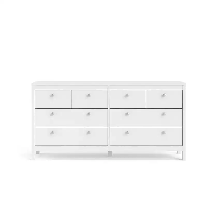 Madrid 8 Drawer Double Dresser , White