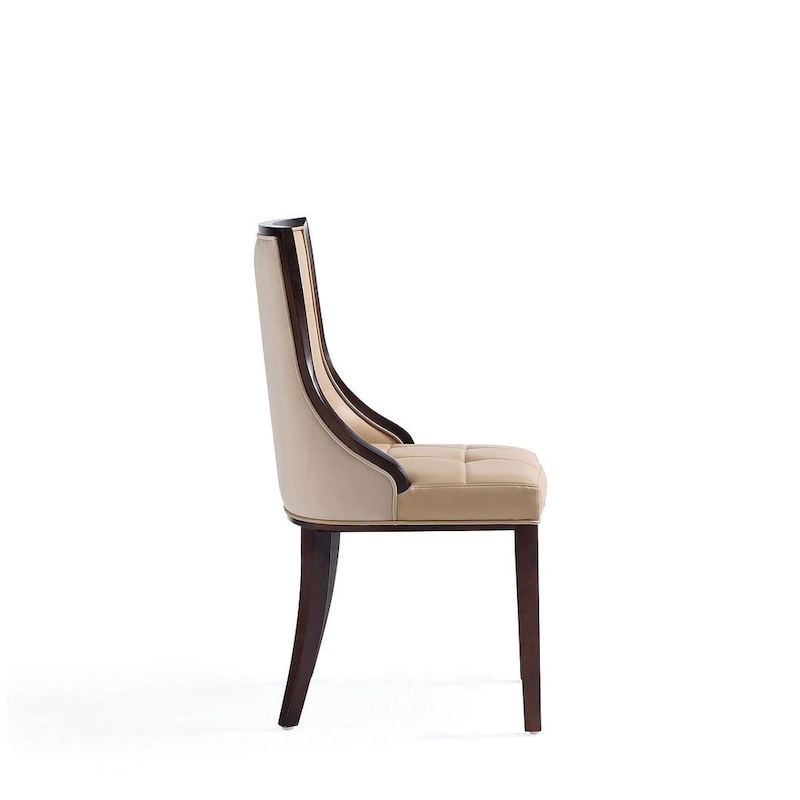 Fifth Avenue Cream and Walnut Faux Leather Dining Chair (Set of Two)