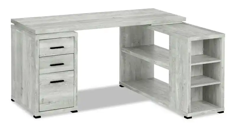 60 L-Shaped Corner Office Desk with 3-Drawers & Shelving