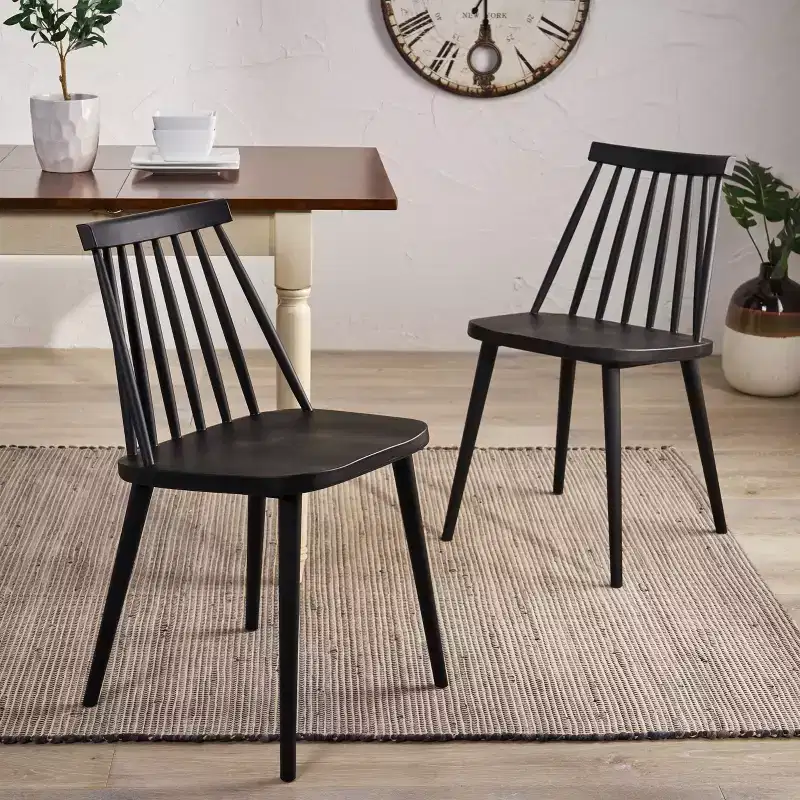 GDFStudio Boyd Farmhouse Spindle Back Plastic Dining Chairs (Set of 2)