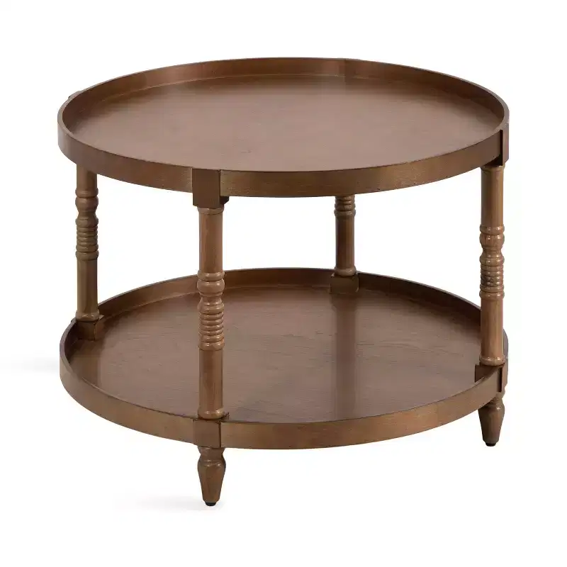 Round Wood Coffee Table, 29x29x21, Rustic Brown