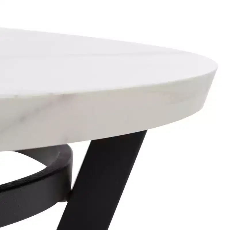 Placido Oval Coffee Table - White Marble/Black - Safavieh