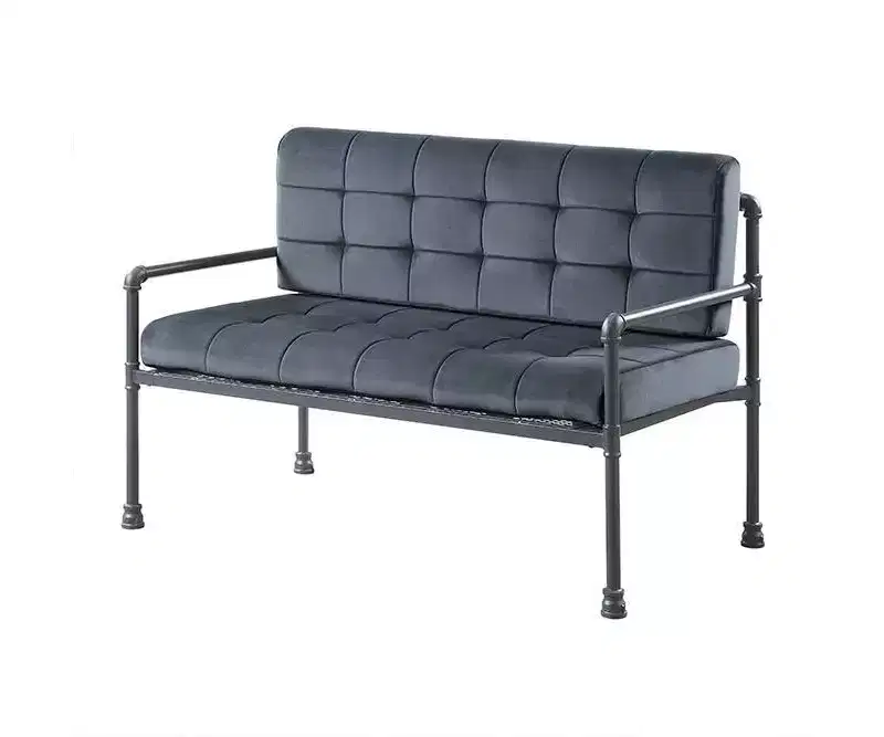 51" Brantley Sandy Gray Finish Loveseat - Acme Furniture: Includes 2 Accent Pillows, Metal Frame