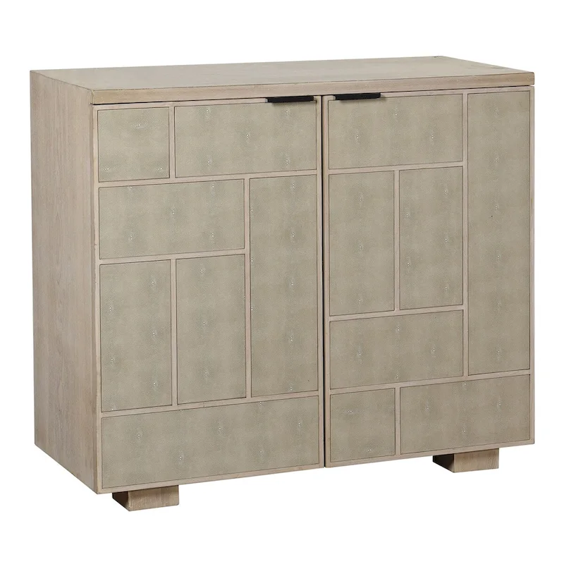 Cabinet with Two Shagreen Finished Doors - Light Cream Finish