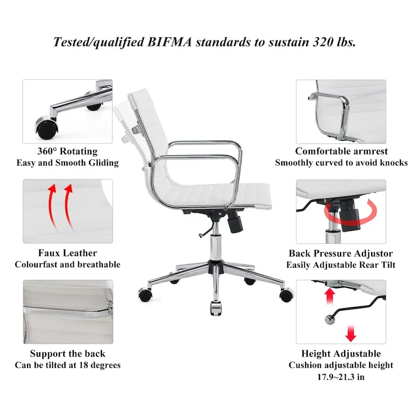 LUXMOD Ribbed Home Office Computer Chair Desk Chair