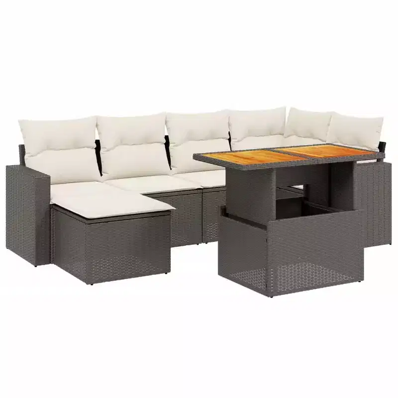 vidaXL Modular Outdoor Sofa Set with Cushions and Storage