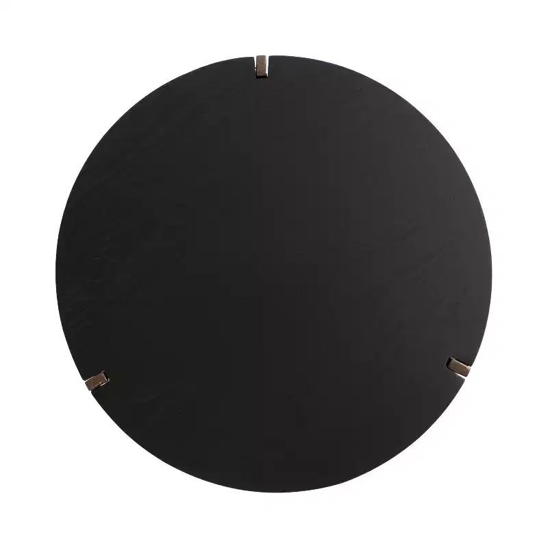 Round Side Table, Wood and Metal, 16x16x18, Black