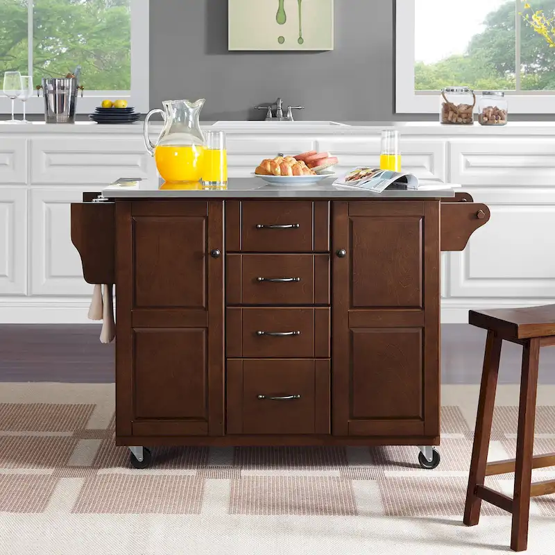 Crosley Eleanor Stainless Steel Top Kitchen Cart - 18d x 51.5w x 35.25h