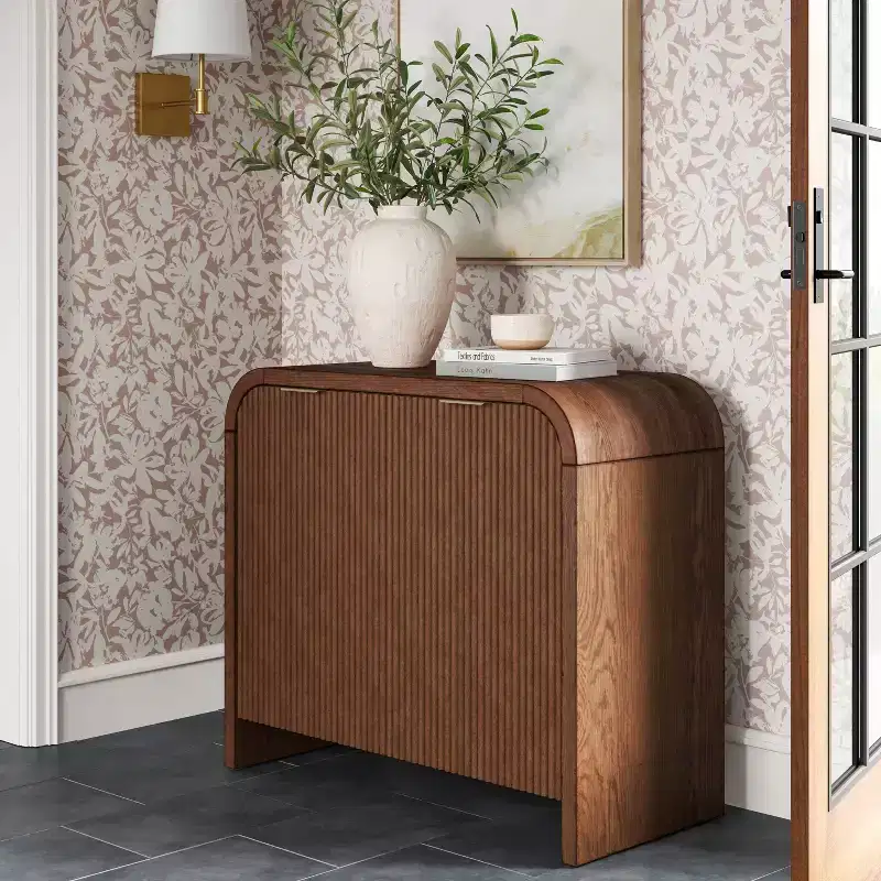Lupine Reeded Two Door Storage Cabinet with Adjustable Shelf and Cable Management Dark Brown - Threshold™