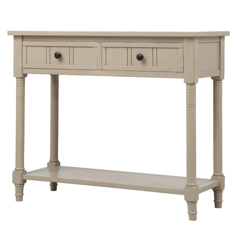 Modern Console Table with Two Drawers and Bottom Shelf